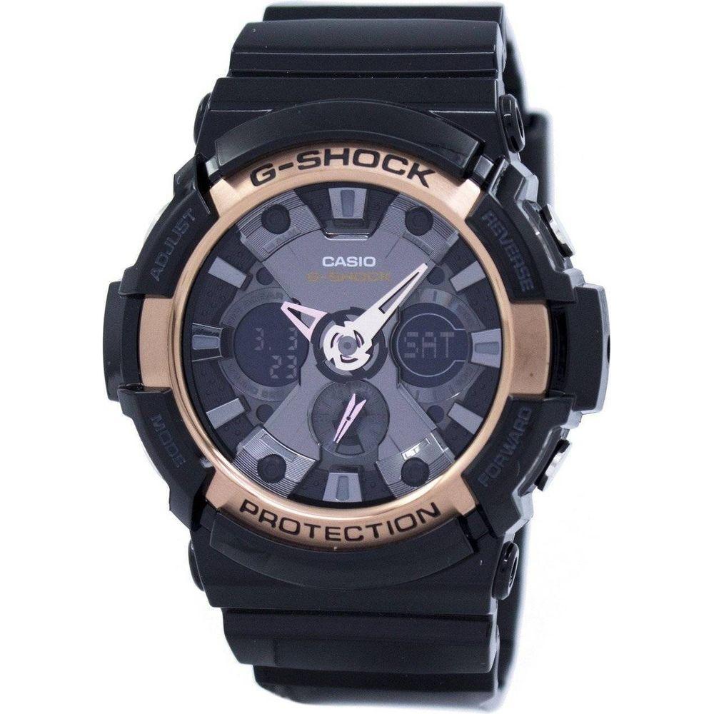 Elegant Timepiece: Rose Gold Accented Resin and Stainless Steel Men's Watch, Model RG-200, in Black