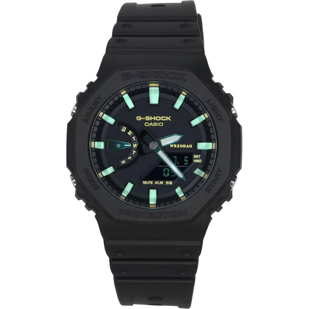Casio G-Force Men's Analog Digital Resin Strap Watch GA-2100RC-1A Black Dial
