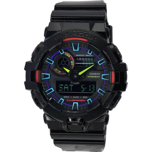 Load image into Gallery viewer, Virtual Rainbow Resilience: Casio G-Shock Men&#39;s Analog Digital Quartz Watch - Model GA-110-1B, Black
