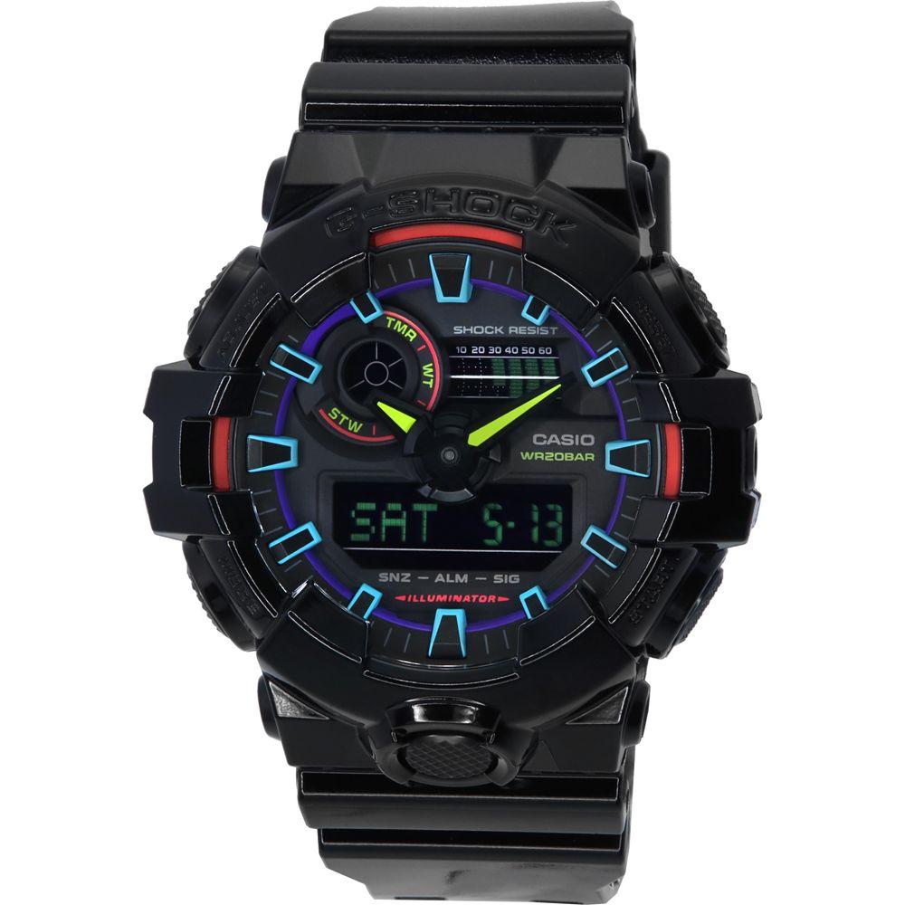 Virtual Rainbow Resilience: Casio G-Shock Men's Analog Digital Quartz Watch - Model GA-110-1B, Black