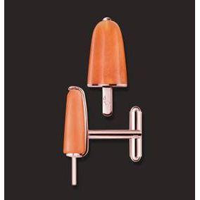 Load image into Gallery viewer, AMBROSINI JEWELS -  GEMELLI ARGENTO 925° ghiacciolo finitura rosé pietra arancio-0
