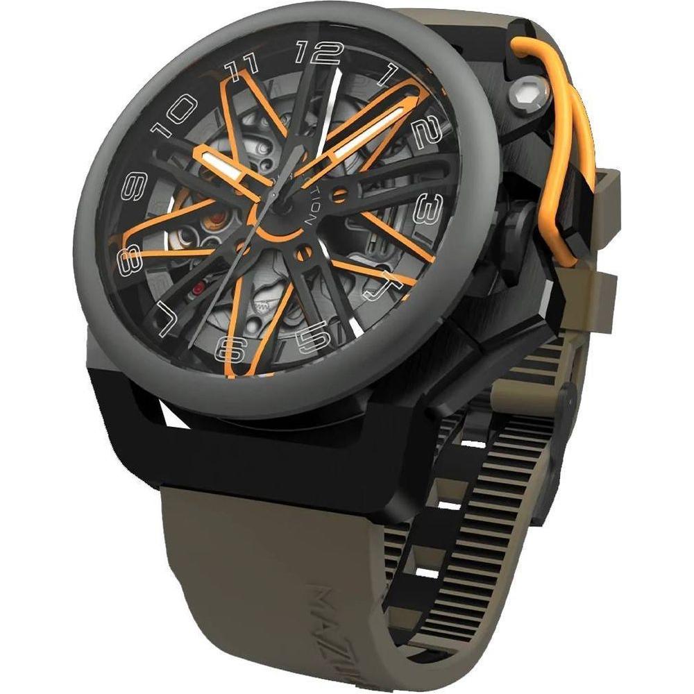 Mazzucato RIM GT Reversible Chronograph Skeleton Dial Automatic GT4-OR Men's Watch - Stainless Steel 316L Case, Arabic Markers, Double Domed K1 Glass, Easy Strap Interchange, IPB Coating, 50M Water Resistance