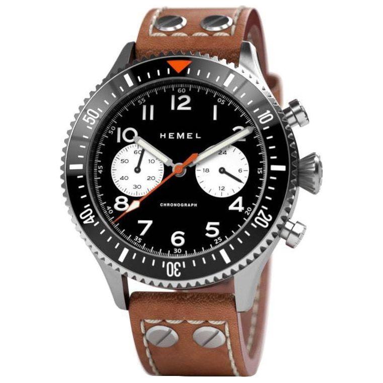 Hemel Reverse Panda Chronograph Ceramic Bezel Black With Super-LumiNova C3 Dial Quartz HF12 100M Men's Watch