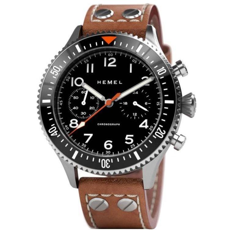 Hemel HFT20 Chronograph Ceramic Bezel Matte Black Super-LumiNova Dial Quartz HF3 100M Men's Watch