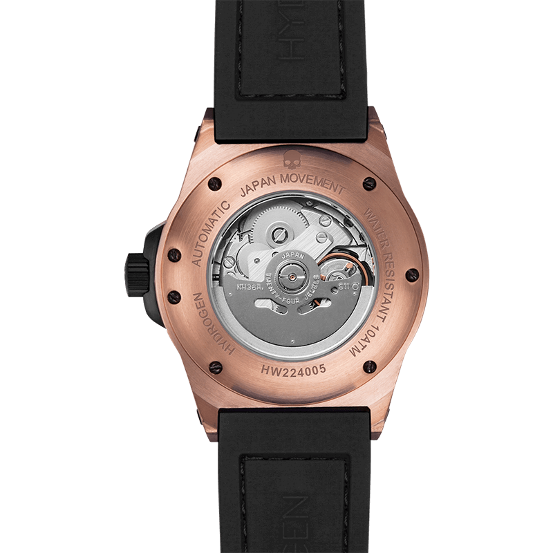 Hydrogen Otto Black and Rose Gold Unisex Watch - Model NH36A