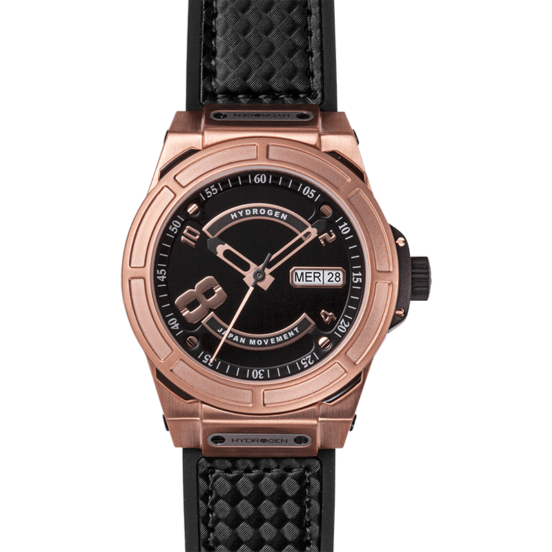 Hydrogen Otto Black and Rose Gold Unisex Watch - Model NH36A