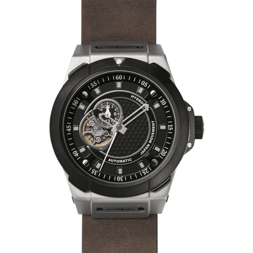 Load image into Gallery viewer, HYDROGEN Vento Silver Black Leather Men&#39;s Watch - Model HVD-101
