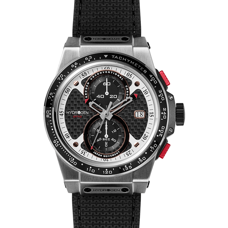 Hydrogen Otto Chrono Black Silver Unisex Watch - Model HOC-BS-001