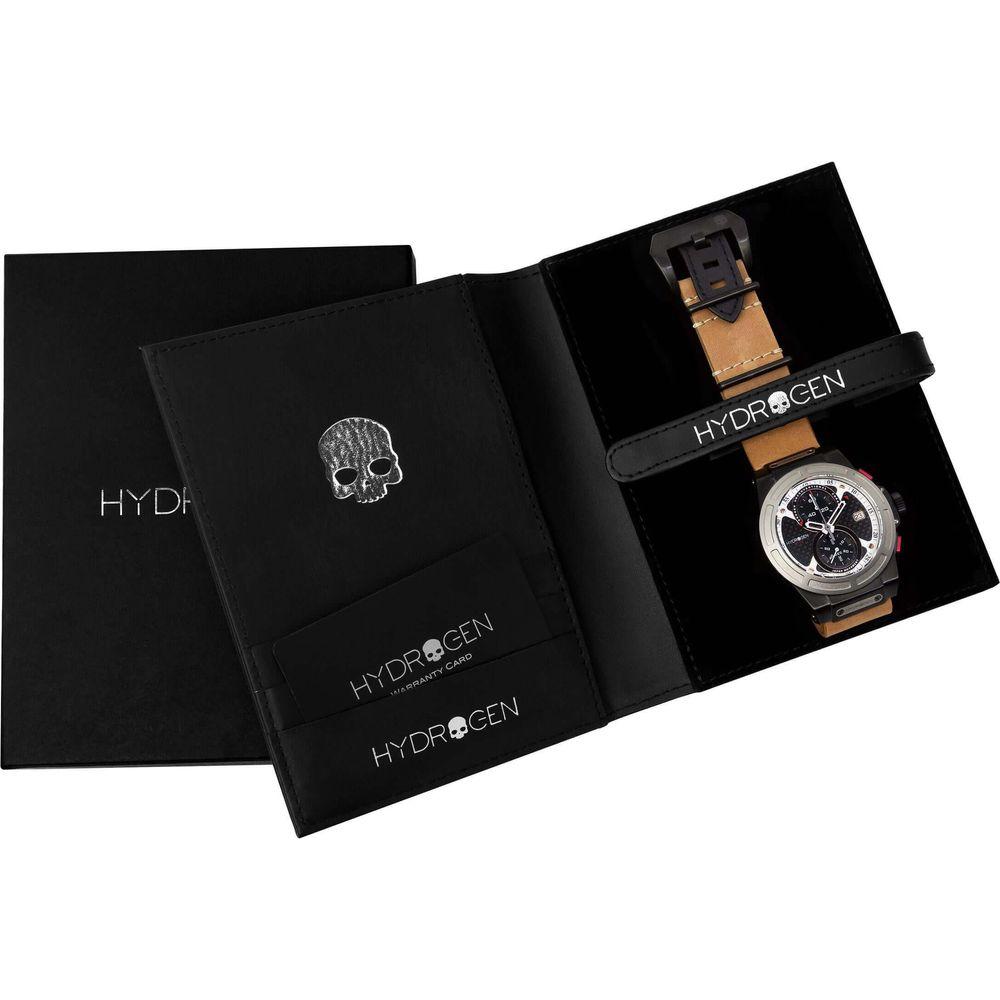 HYDROGEN Otto Chrono Silver & Black Nato Unisex Watch - Model HOC-001, Black Dial