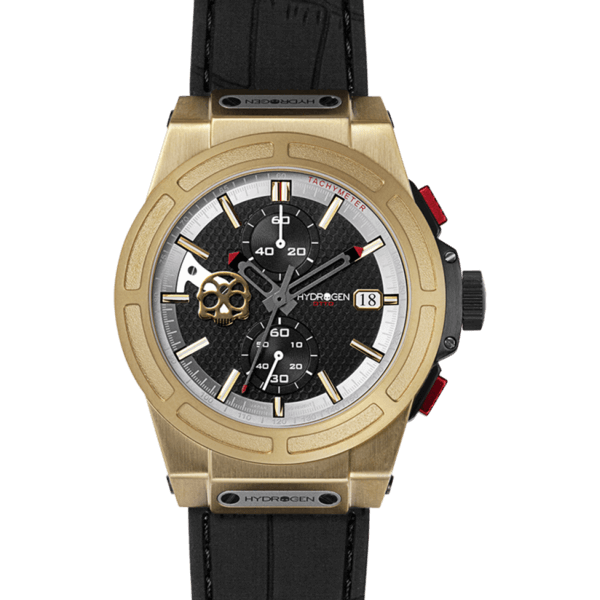 HYDROGEN Otto Chrono All Gold Men's Watch - Model HC-44G-M1, Authentic Carbon Fiber Pattern Dial
