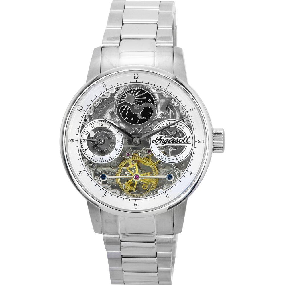 Ingersoll The Jazz Sun and Moon Phase I07703 Men's Stainless Steel Skeleton Silver Dial Automatic Watch