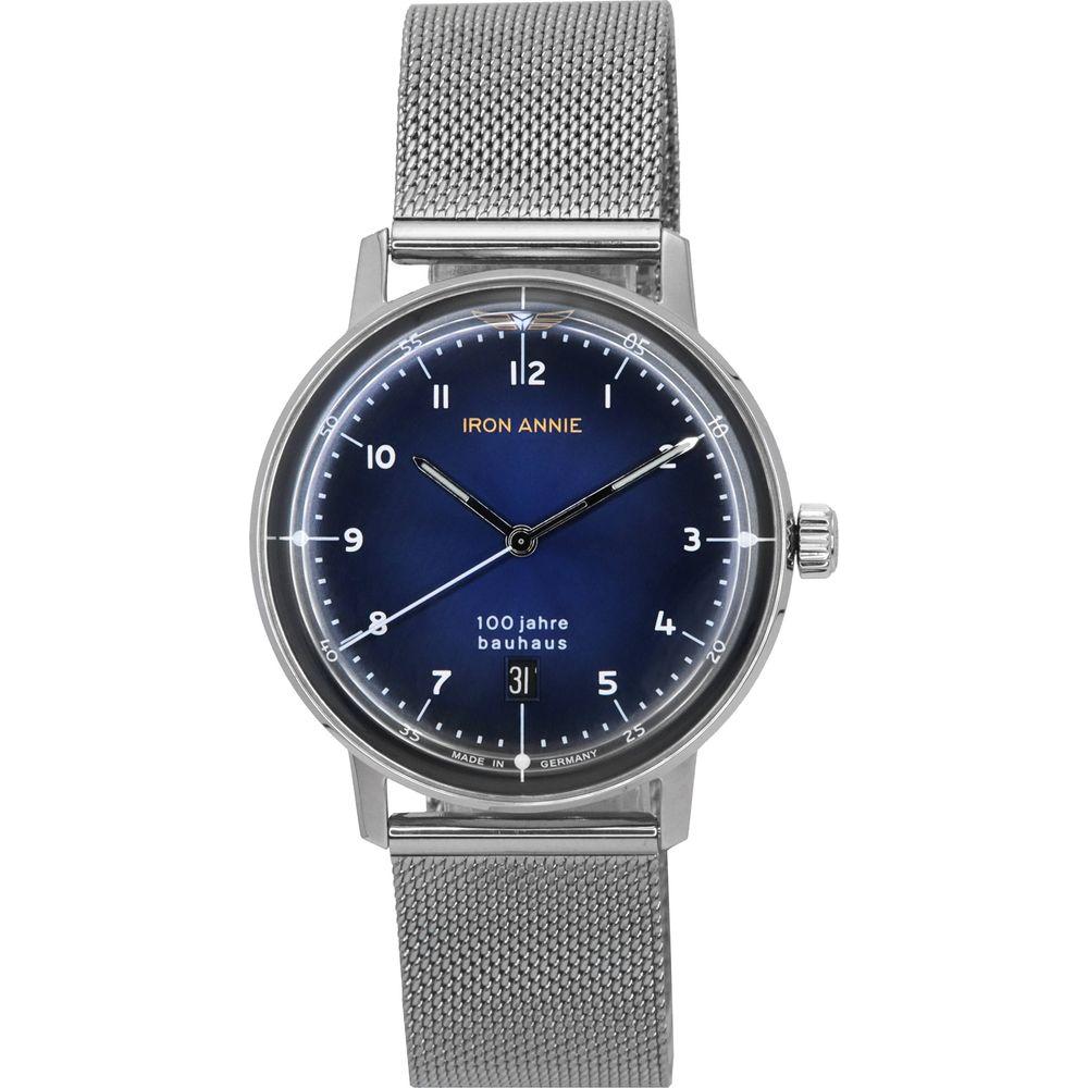 Iron Annie 100 Jahre Bauhaus Stainless Steel Mesh Bracelet Blue Dial Quartz 5046M3 Men's Watch
