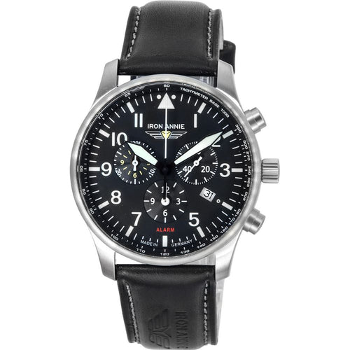 Load image into Gallery viewer, Iron Annie F13 Tempelhof Chronograph Leather Strap in Black for Men
