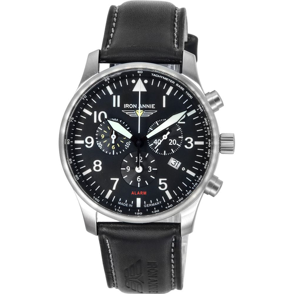 Iron Annie F13 Tempelhof Chronograph Leather Strap in Black for Men