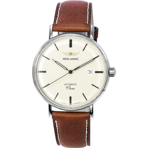 Load image into Gallery viewer, Iron Annie Classic Brown Leather Strap for Men&#39;s Watch - Timeless Elegance in Beige
