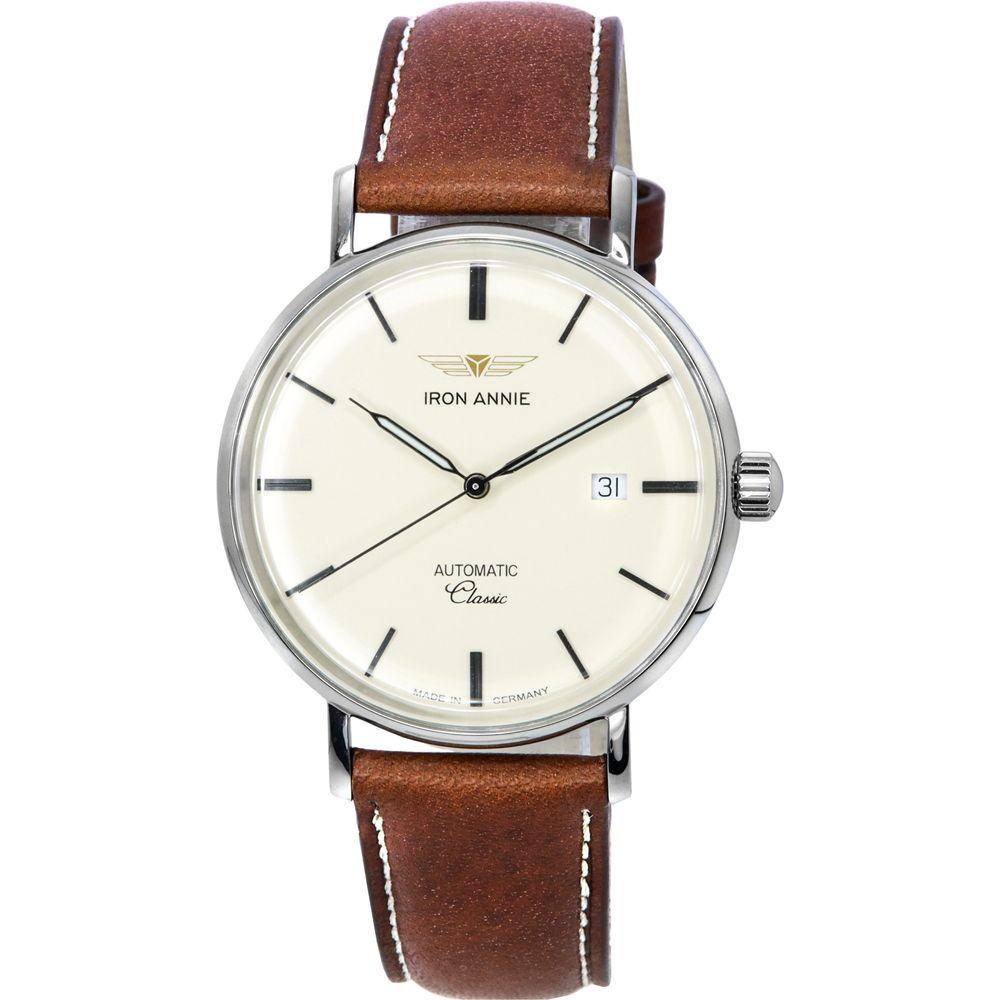 Iron Annie Classic Brown Leather Strap for Men's Watch - Timeless Elegance in Beige