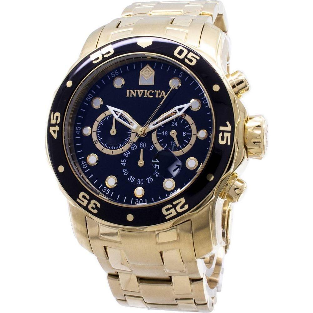 Invicta Pro-Diver Chronograph Gold Tone 200M 0072 Men's Watch - Elegant Timepiece with Gold Accents