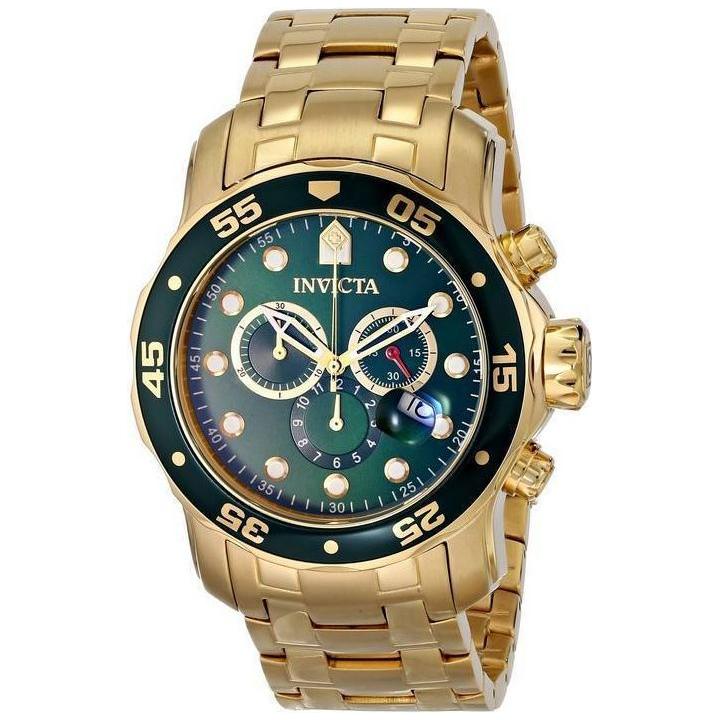 Invicta Pro Diver Chronograph 200M 0075 Men's Gold Tone Stainless Steel Watch