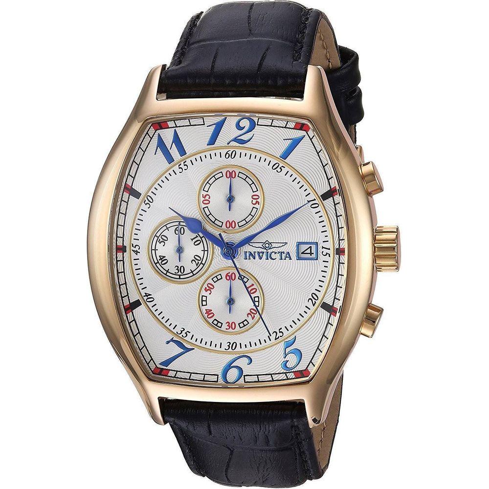 Invicta Specialty Multi-Function Quartz 14330 Men's Gold Tone Leather Strap Watch - Elegant Timepiece with Versatile Multi-Function Sub-Dials and Comfortable Leather Strap