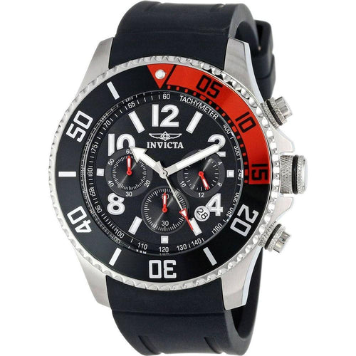 Load image into Gallery viewer, Invicta Pro Diver Chronograph Quartz Tachymeter 15145 Men&#39;s Watch - Stainless Steel Case, Black Dial, Polyurethane Strap

