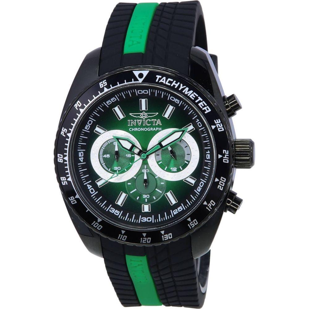 Invicta S1 Rally Chronograph 36307 Men's Watch - Black and Green Dial, Stainless Steel Case, Quartz Movement