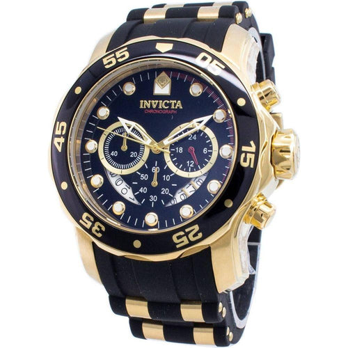 Load image into Gallery viewer, Invicta Pro Diver Chronograph Quartz 100M 6981 Men&#39;s Watch in Black with Gold Accents

