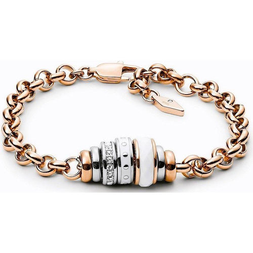 Load image into Gallery viewer, Fossil White Rondel Rose Gold Tone Plated Bracelet JF01121998 For Women
