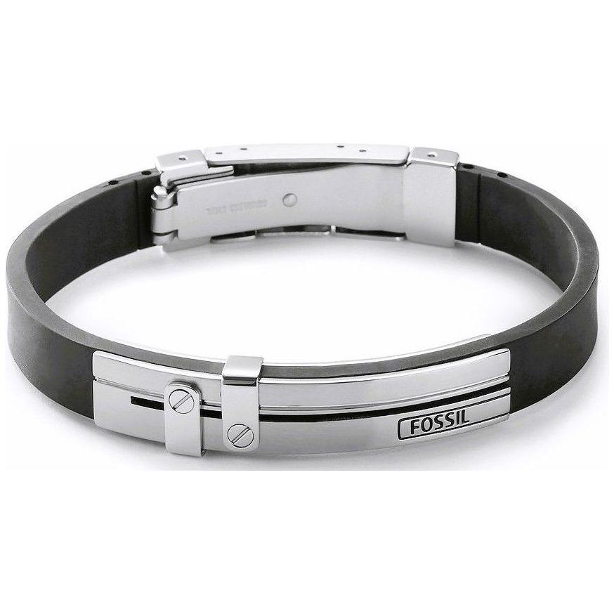 Fossil PU Stainless Steel And Black Rubber Bracelet JF85096040 For Men