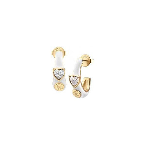 Load image into Gallery viewer, &quot;Enchanting Gold and White Elegance Earrings by GUESS JEWELS&quot;
