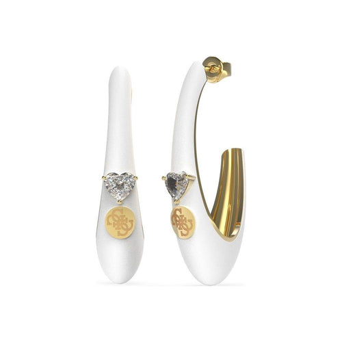 Load image into Gallery viewer, &quot;Enchanting Gold and White Elegance Earrings by GUESS JEWELS&quot;
