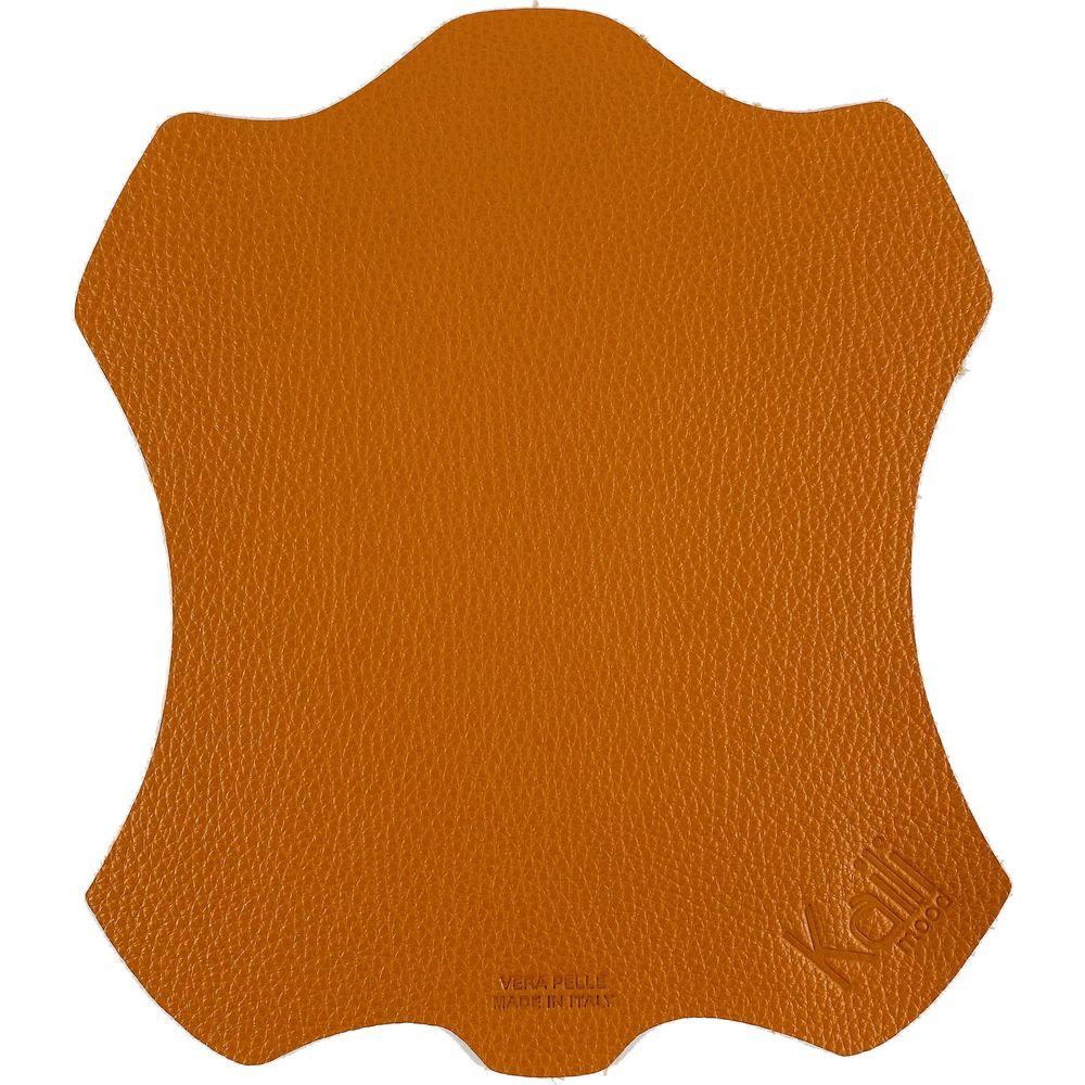 K0001LB | Tappetino per Mouse Made in Italy in Vera Pelle pieno fiore, grana dollaro - Colore Arancione - Dimensioni: cm 20 x 23 - Confezione: Sacchetto tubolare Tnt-0