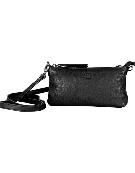 K0013AB | Tracollina Donna in Vera Pelle pieno fiore, con leggera grana. Tracolla removibile. Accessori Nickel Lucido. Colore Nero. Dimensioni: cm 20 x 10,5 x 2. Confezione: Sacchetto Tnt-0