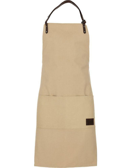 K0015GB | Grembiule da Lavoro in Canvas/ Vera Pelle pieno fiore, volanata. Colore Corda/Testa Moro. Accessori Nickel Anticato. Dimensioni: cm 70 x 90 x 0,5. Confezione: Polybag-0