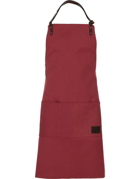 K0015XB | Grembiule da Lavoro in Canvas/ Vera Pelle pieno fiore, volanata. Colore Bordeaux/Testa Moro. Accessori Nickel Anticato. Dimensioni: cm 70 x 90 x 0,5. Confezione: Polybag-0