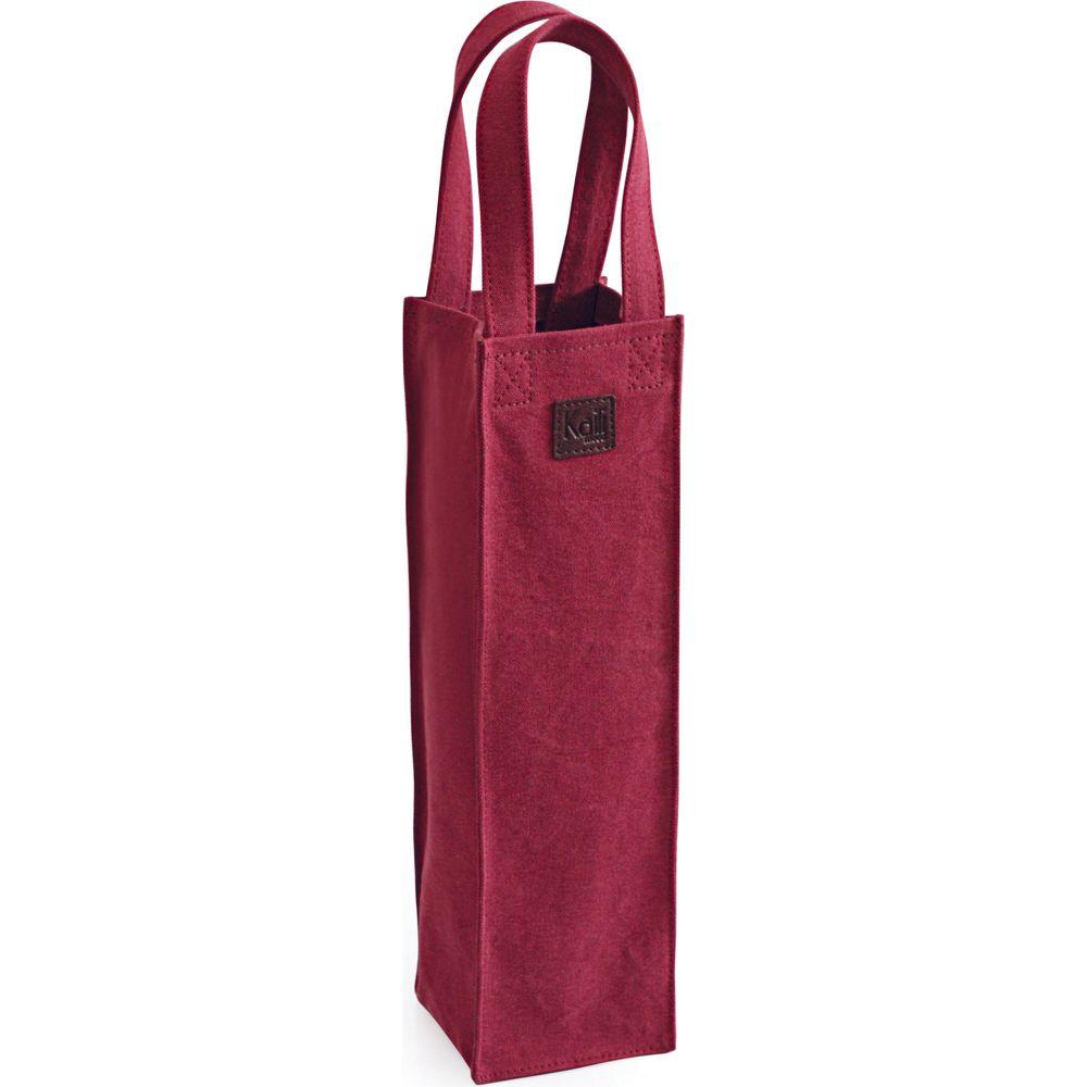 K0016XB | Borsa Porta Bottiglia Luxury in Canvas/ Vera Pelle pieno fiore, volanata. Colore Bordeaux/Testa Moro. Capacità: 1 bottiglia. Dimensioni: cm 10 x 37 x 10. Confezione: Polybag-1