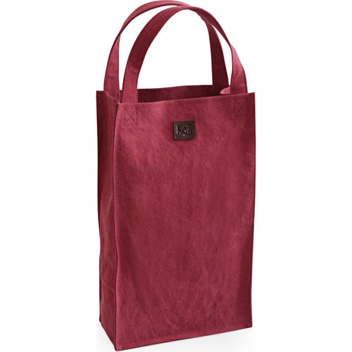 Load image into Gallery viewer, K0017XB | Borsa Porta Doppia Bottiglia Luxury in Canvas/ Vera Pelle pieno fiore, volanata. Colore Bordeaux/Testa Moro. Capacità: 2 bottiglie. Dimensioni: cm 22 x 37 x 10. Confezione: Polybag-0
