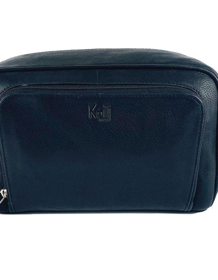 K0025AB | Beauty Case con maniglia laterale in Vera Pelle pieno fiore con leggera grana – Colore Nero. Chiusura con lampo, Dimensioni: cm 25 x 16 x 12. Confezione: Sacchetto Tnt-1