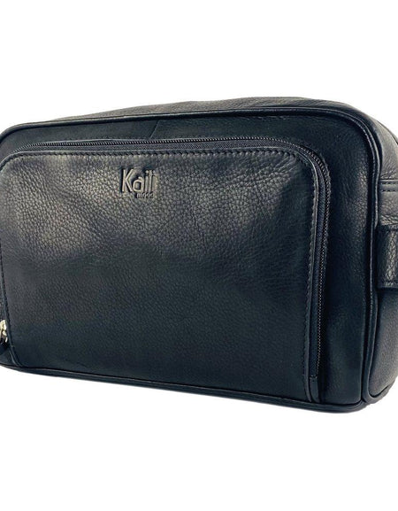 K0025AB | Beauty Case con maniglia laterale in Vera Pelle pieno fiore con leggera grana – Colore Nero. Chiusura con lampo, Dimensioni: cm 25 x 16 x 12. Confezione: Sacchetto Tnt-0
