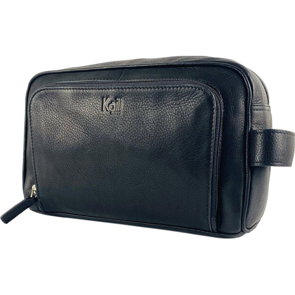 K0025AB | Beauty Case con maniglia laterale in Vera Pelle pieno fiore con leggera grana – Colore Nero. Chiusura con lampo, Dimensioni: cm 25 x 16 x 12. Confezione: Sacchetto Tnt-0