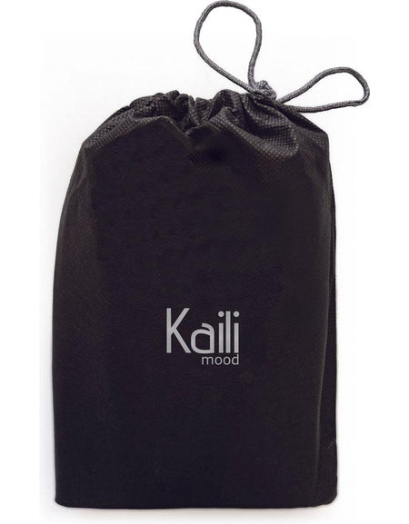 K0027AB | Busta da Polso in Canvas/Vera Pelle pieno fiore Volanata - Colore Nero/Testa Moro - Accessori Nickel lucido. Dimensioni: cm 25,5 x 17,5 x 1 - Confezione: Sacchetto Tnt-1