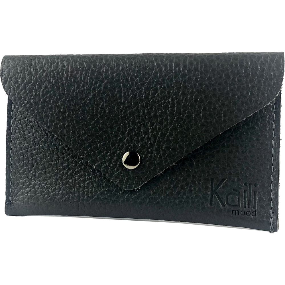 K0040AB | Bustina con pattina Made in Italy in Vera Pelle pieno fiore, grana dollaro - Colore Nero - Dimensioni: cm 13 x 8 x 0,5 - Confezione: Gift Box rigido fondo/coperchio-1