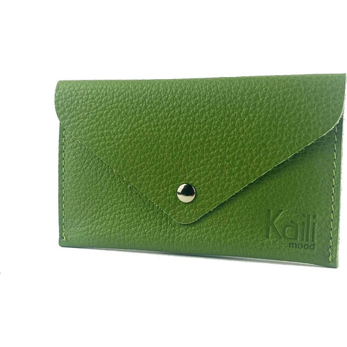 Load image into Gallery viewer, K0040EB | Bustina con pattina Made in Italy in Vera Pelle pieno fiore, grana dollaro - Colore Verde - Dimensioni: cm 13 x 8 x 0,5 - Confezione: Gift Box rigido fondo/coperchio-1
