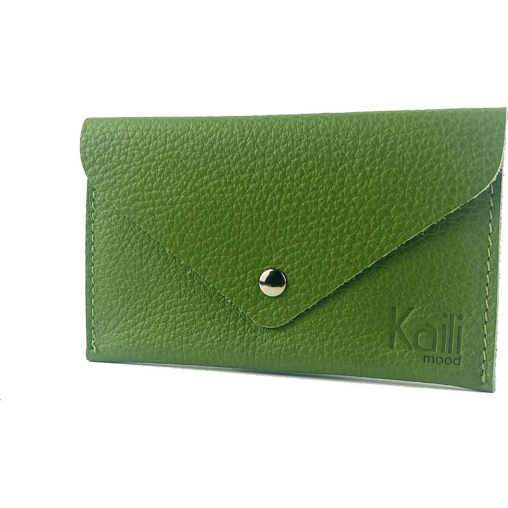 K0040EB | Bustina con pattina Made in Italy in Vera Pelle pieno fiore, grana dollaro - Colore Verde - Dimensioni: cm 13 x 8 x 0,5 - Confezione: Gift Box rigido fondo/coperchio-1