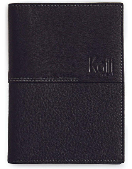 K10122AB | Porta Documenti + Passaporto in Vera Pelle pieno fiore, grana dollaro/liscia. Colore Nero. Dimensioni da chiuso: cm 10 x 14 x 1 - Confezione: Gift Box rigido fondo/coperchio-0