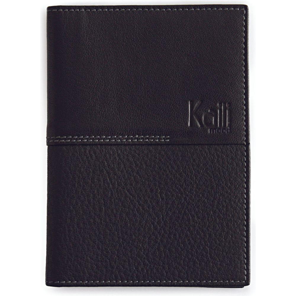 K10122AB | Porta Documenti + Passaporto in Vera Pelle pieno fiore, grana dollaro/liscia. Colore Nero. Dimensioni da chiuso: cm 10 x 14 x 1 - Confezione: Gift Box rigido fondo/coperchio-0