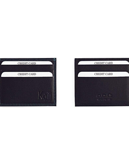 K10216AB | Porta Carte di Credito in Vera Pelle pieno fiore, con leggera grana. Colore Nero. Tasca centrale grande. Dimensioni: cm 9,8 x 8 x 0,5. Confezione: Gift Box rigido fondo/coperchio-0