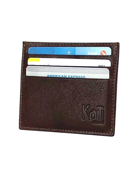 K10616BB | Porta Carte di Credito in Vera Pelle pieno fiore, volanata. Colore Testa Moro. Tasca centrale grande. Dimensioni: cm 9,8 x 8 x 0,5. Confezione: Gift Box rigido fondo/coperchio-0