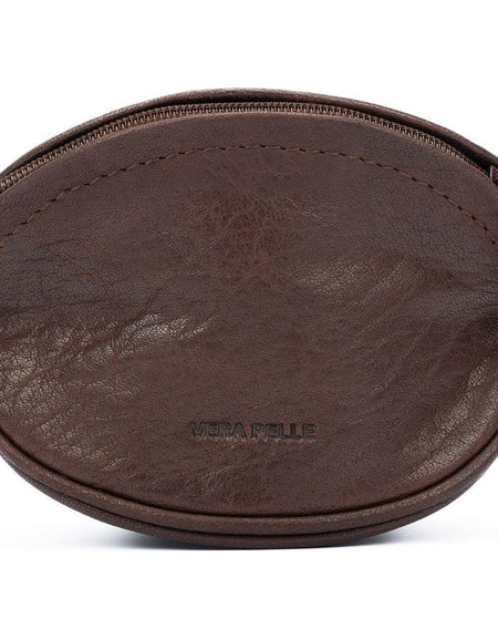 K10655BB | Mini Pochette/Portachiavi in Vera Pelle pieno fiore, Volanata. Colore Testa Moro. Accessori Nickel Lucido. Dimensioni: cm 12,5 x 7,5 x 7,5. Confezione: Sacchetto Tnt-1