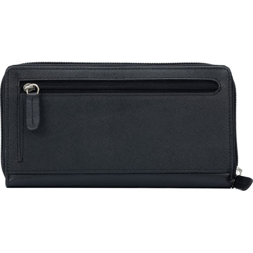 Load image into Gallery viewer, K10838AB | Portafogli Donna in Saffiano Vera Pelle. Colore Nero. 6 slot per carte di credito. Dimensioni da chiuso: cm 18,5 x 10 x 2,5. Confezione: Gift Box rigido fondo/coperchio-1
