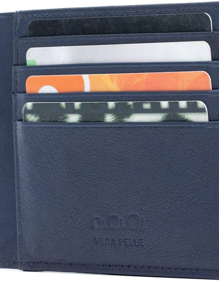 K10907DB | Portadocumenti/Carte di Credito in Vera Pelle Col. Blu-1